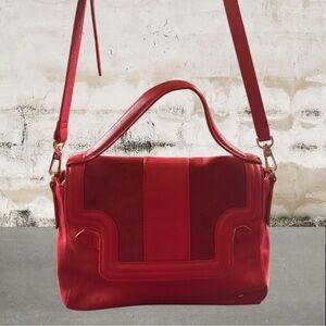 Halston Heritage Red Crossbody Bag with Suede Accents